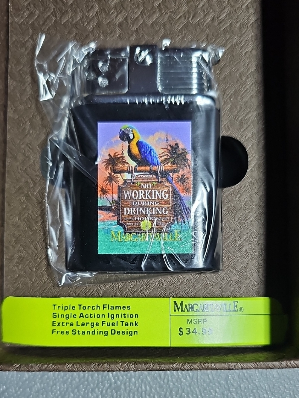 Margaritaville Black Parrot Torch Lighter with Tropical Label